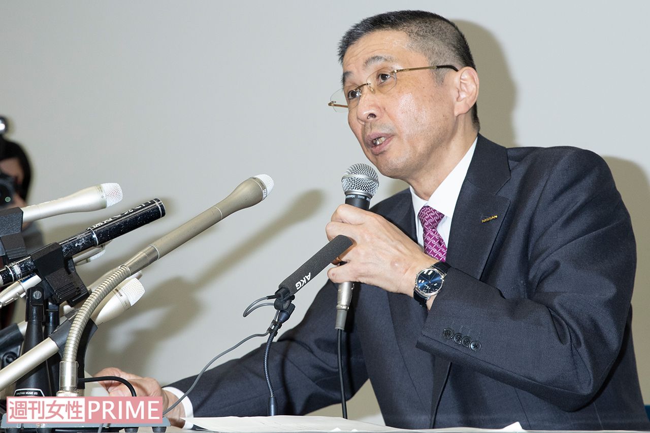 ゴーン容疑者逮捕をうけて会見する日産自動車の西川廣人社長