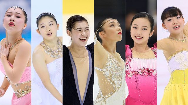 左から樋口新葉（15）永井優香（17）村上佳菜子（21）本郷理華（20）本田真凜（15）紀平梨花（14）［写真：アフロスポーツ］