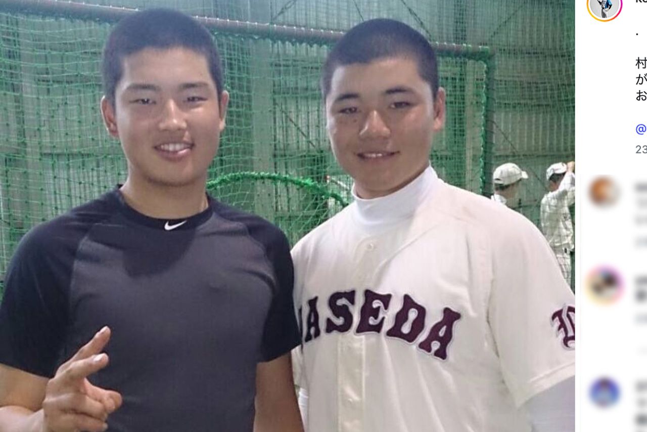 清宮幸太郎が投稿した村上宗隆との２ショット（公式インスタグラムより）