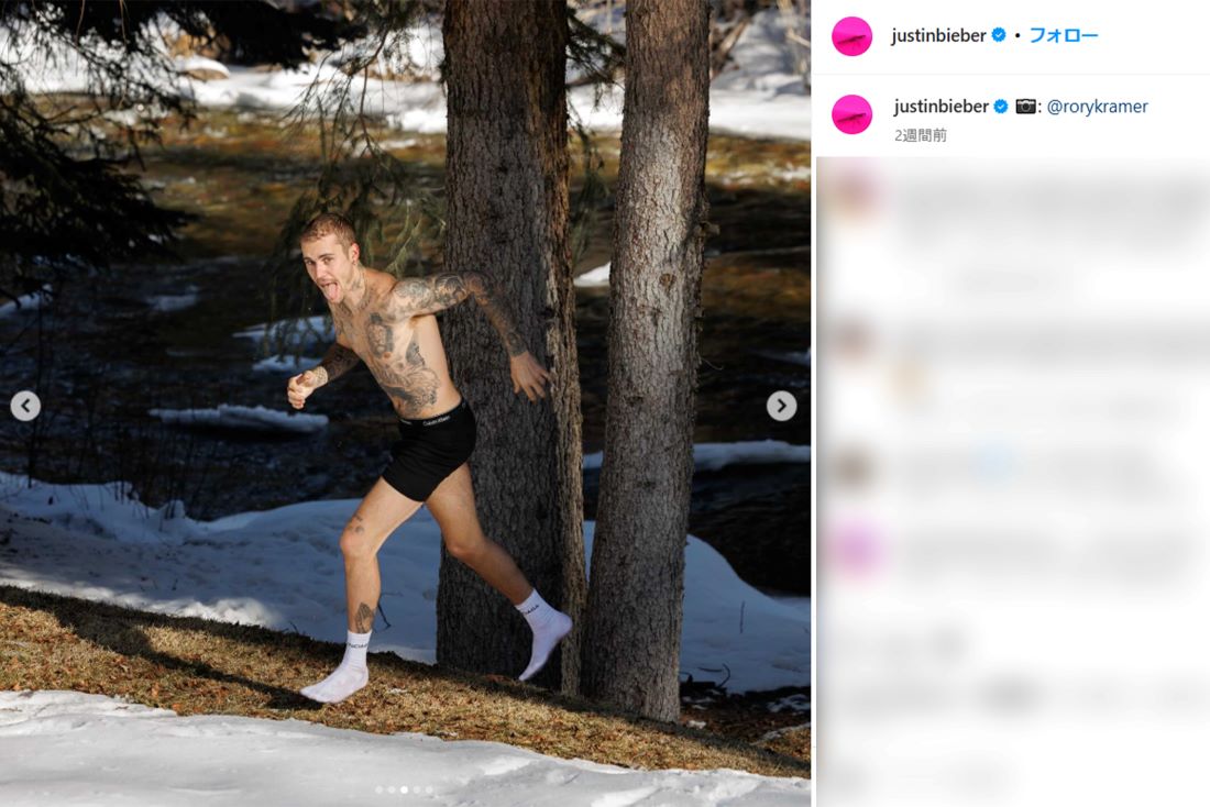 ジャスティン・ビーバー（本人インスタグラムより）