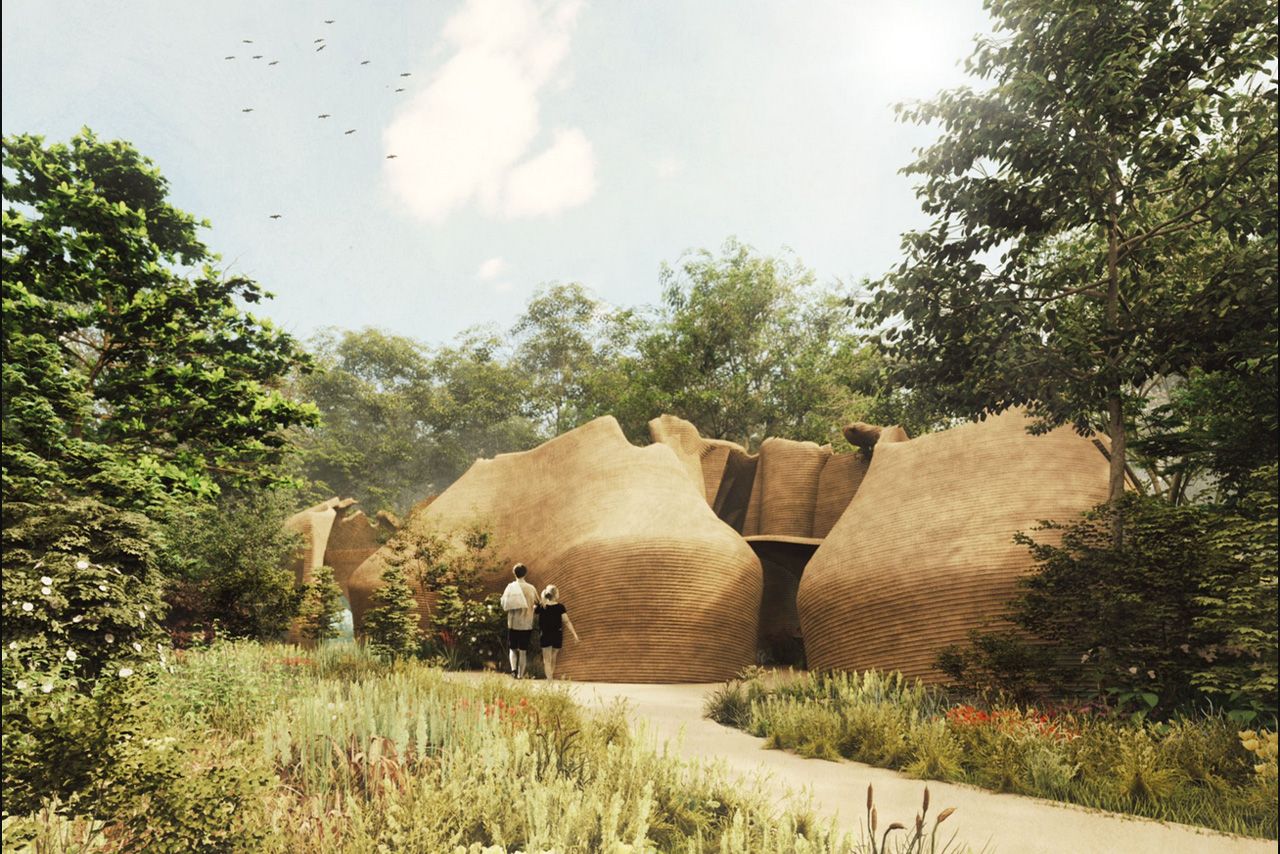 大阪・関西万博の公衆トイレ設計を務める建築家が公開したデザイナーズトイレ。土の峡谷をイメージ