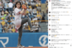 始球式時の石川佳純(本人Instagramより)