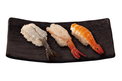 すし松：エビの3貫盛り583円