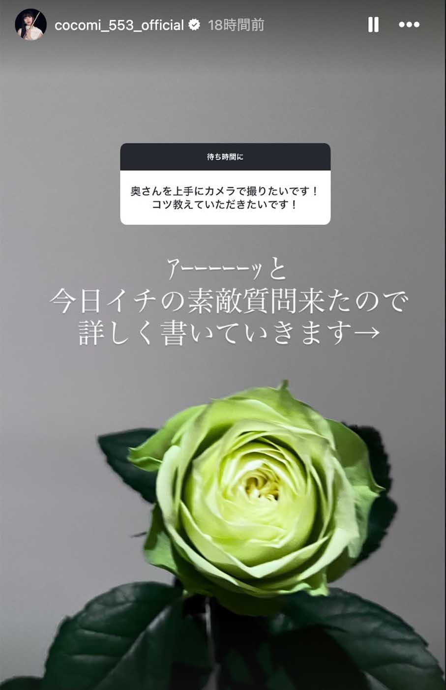 ファンの要望に応えて“カメラ講座”を公開したCocomi（本人のインスタグラムより）