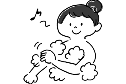 肌は素手でなでるように優しく洗う（イラスト／伊藤和人）