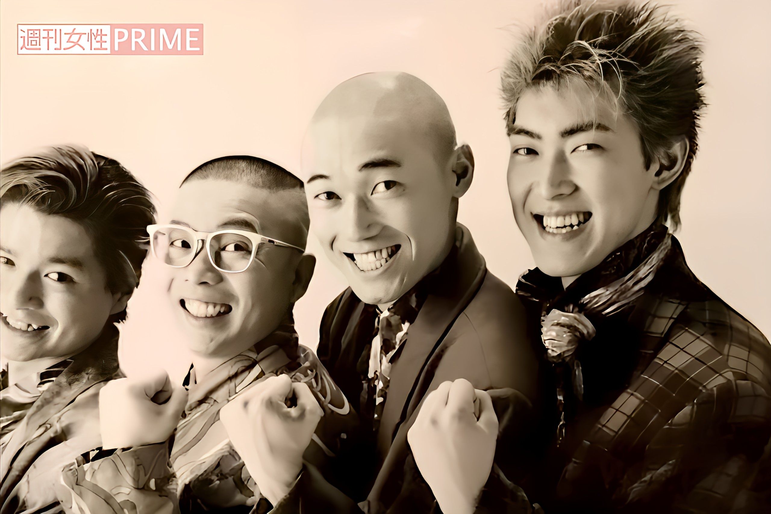 電撃ネットワークの結成当初。左から、三五十五さん、南部虎弾さん、ギュウゾウさん、ダンナ小柳さん（提供画像）