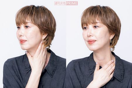 ケア3：リンパを流してフェイスラインすっきり　撮影／矢島泰輔