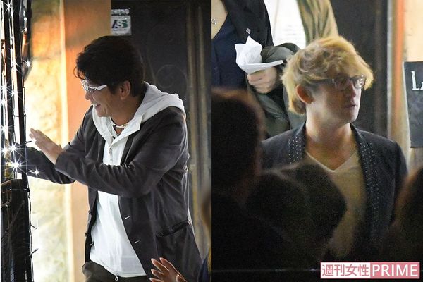 楽しそうに別れの挨拶をする後藤又兵衛＝哀川翔の傍らには美人妻が寄り添う。関ヶ原で敗れ散ってしまった石田三成＝山本耕史は、すでに次の役に備え金髪に？