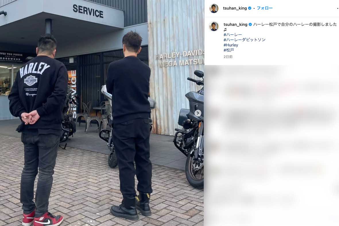 所有するバイク『ハーレーダビッドソン』を公開した保阪尚希（本人のインスタグラムより）