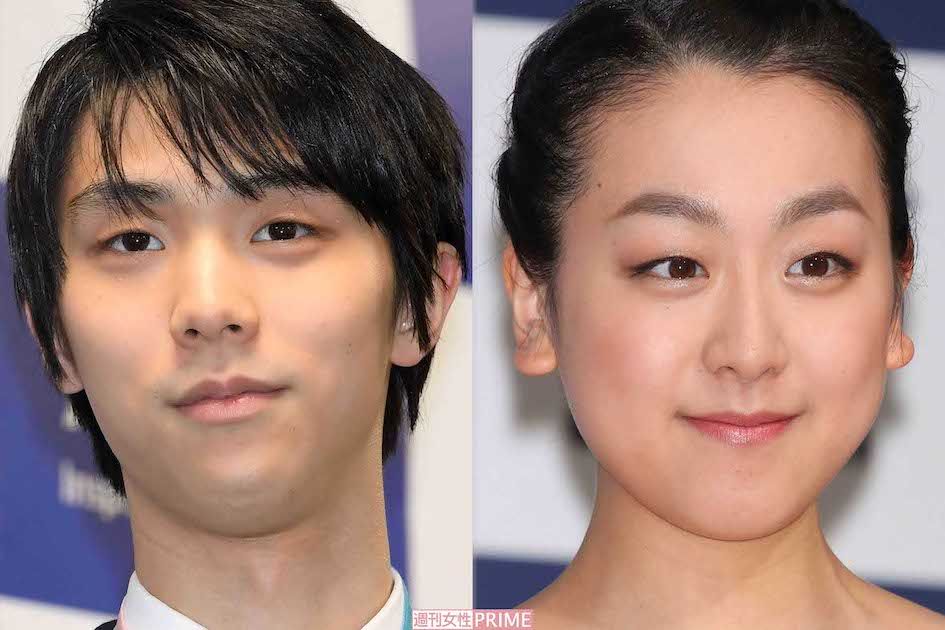 左から羽生結弦、浅田真央