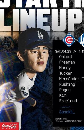 佐々木朗希のボブルヘッド人形（ドジャースの公式Xより）