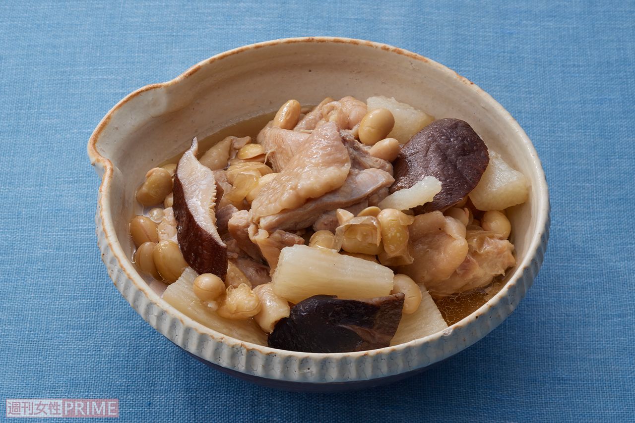 鶏肉と大豆のめんつゆ煮　撮影／廣瀬靖士