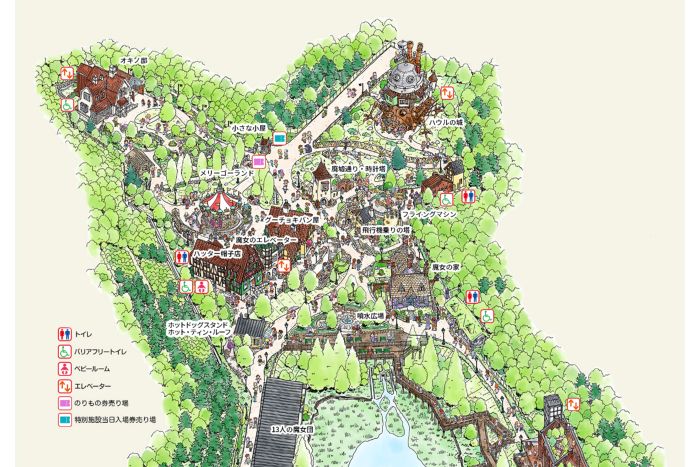 『魔女の宅急便』や『ハウルの動く城』、『アーヤと魔女』といった、魔女が登場するスタジオジブリ作品をイメージしたエリア（公式サイトより）