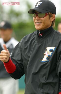 現役時代の新庄剛志（'04年・沖縄キャンプ）