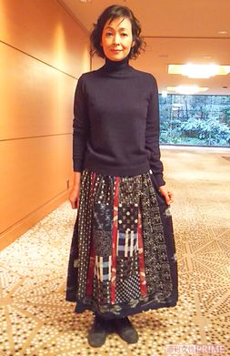 「祖母や母の着物のはぎれを、自分でスカートに仕立てました。お気に入りです」