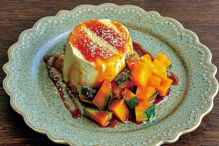 かぼちゃとバニラアイスの黒蜜きな粉