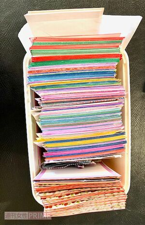 すぐ応募できるよう、デコハガキは住所なども記入してストック（ハルサラママさん）