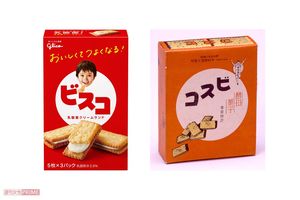 初代のパッケージと現在のビスコ