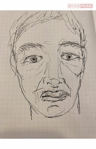 川田さん（仮名）が描いた体当たり男の似顔絵