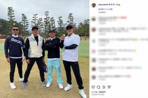 広島・矢野雅哉が投稿していた羽月隆太郎らとのゴルフ（公式インスタグラムより）
