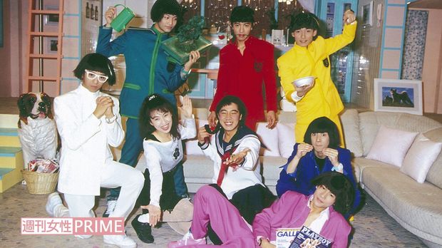 森脇健児、森口博子らと共演のフジ系『夢がMORIMORI』で人気に火がつく。写真はSMAPが6人兄弟を演じた『音松くん』