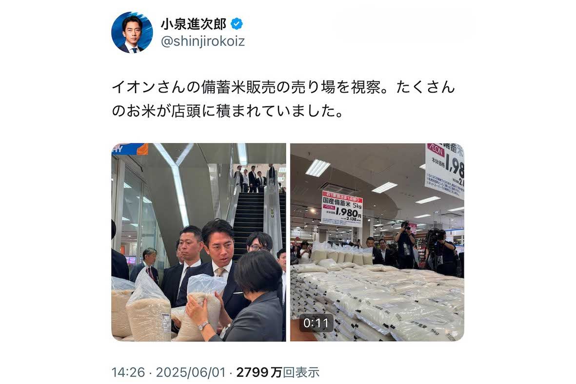 イオンを視察する小泉農林水産大臣（本人のXより）