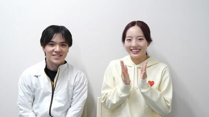 宇野昌磨と本田真凜のカップル（本田姉妹のYouTubeより）