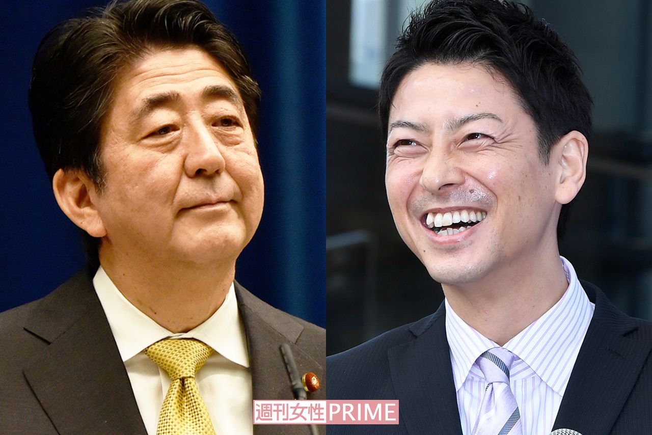 安倍晋三首相と富川悠太アナウンサー