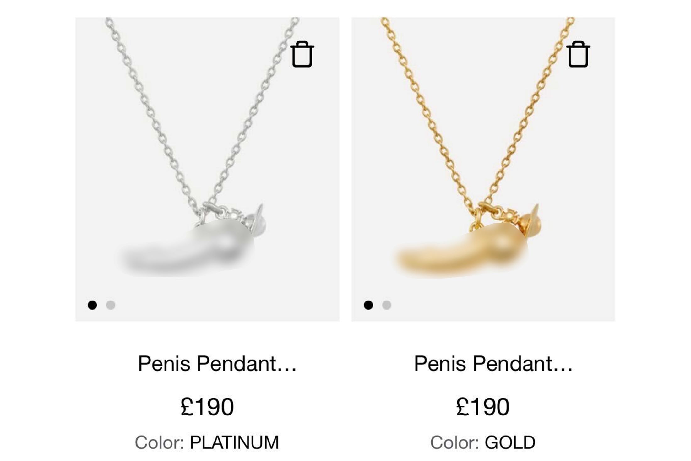 男性器のような『ヴィヴィアン・ウエストウッド』のネックレス、お値段は約4万円（公式オンラインショップより）