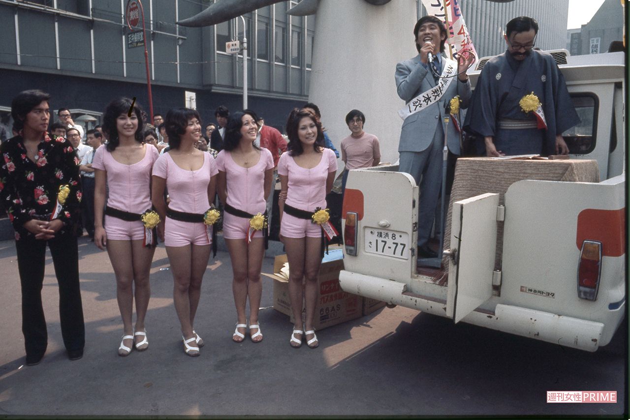 『スター誕生！』イベントにて。司会の萩本欽一とザ・シュークリーム（'79年）