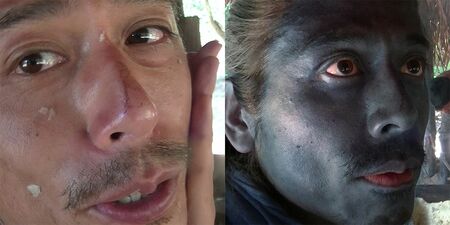 タトゥーの染料になるウィトを全身に塗った友寄Dは肌が真っ黒に変色し“ナスD”に