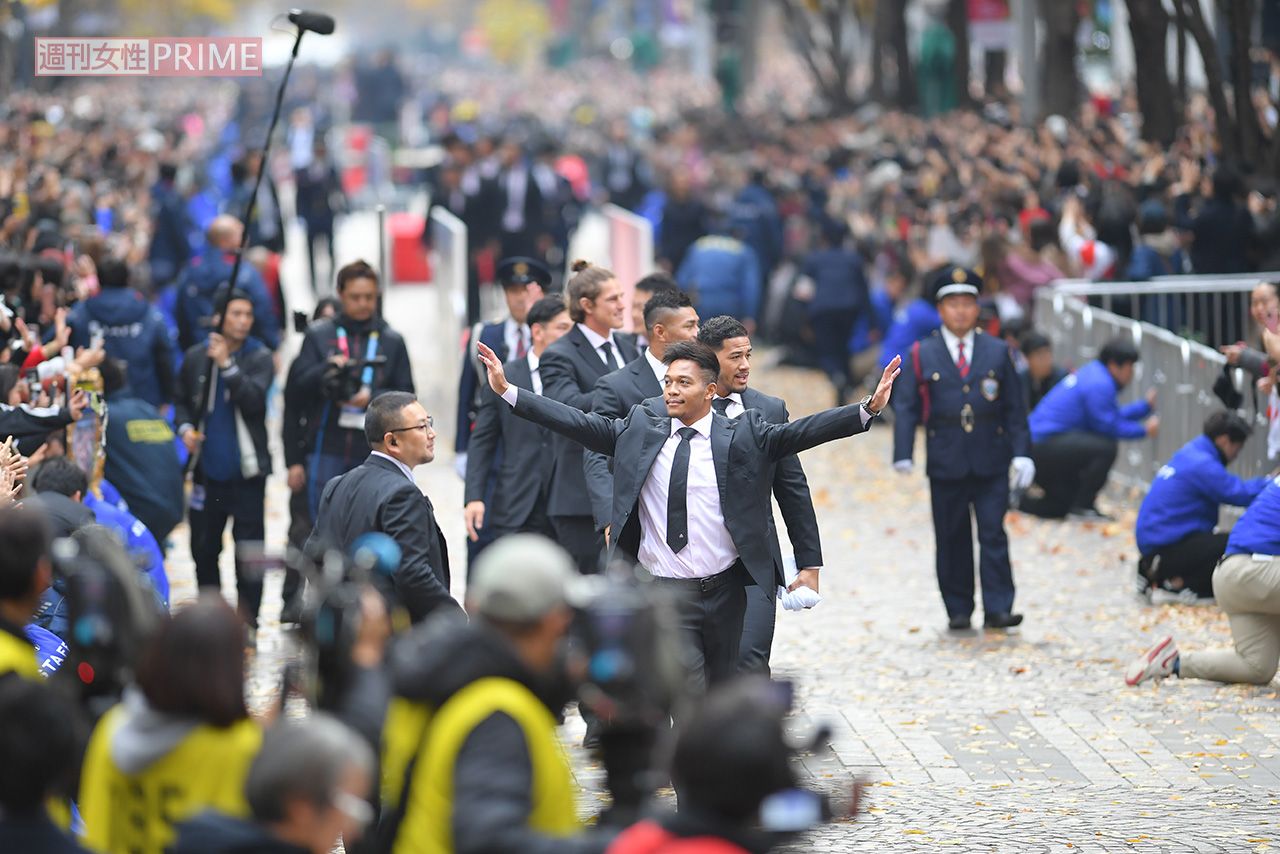 2019年12月、東京・丸の内で行われたラグビー日本代表パレード