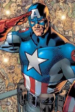 図2：アメリカのヒーローのオトガイ　割れたオトガイが強調されている（図は「キャプテン・アメリカ」）　出典／馬場悠男『「顏」の進化』（講談社ブルーバックス）