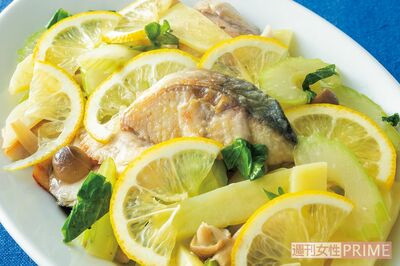 さばとセロリのレモン炒め