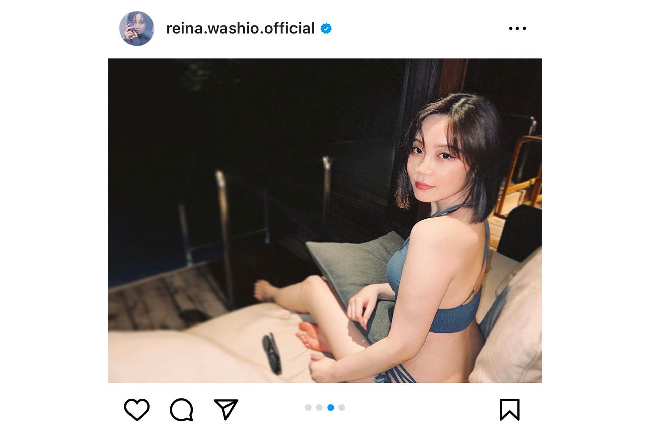 中島健人との熱愛が報じられた鷲尾伶菜。昨年夏には“セクシー”な水着姿を披露（鷲尾伶菜公式インスタグラムより）