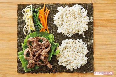 牛こまと3色ナムルのビビンパ風