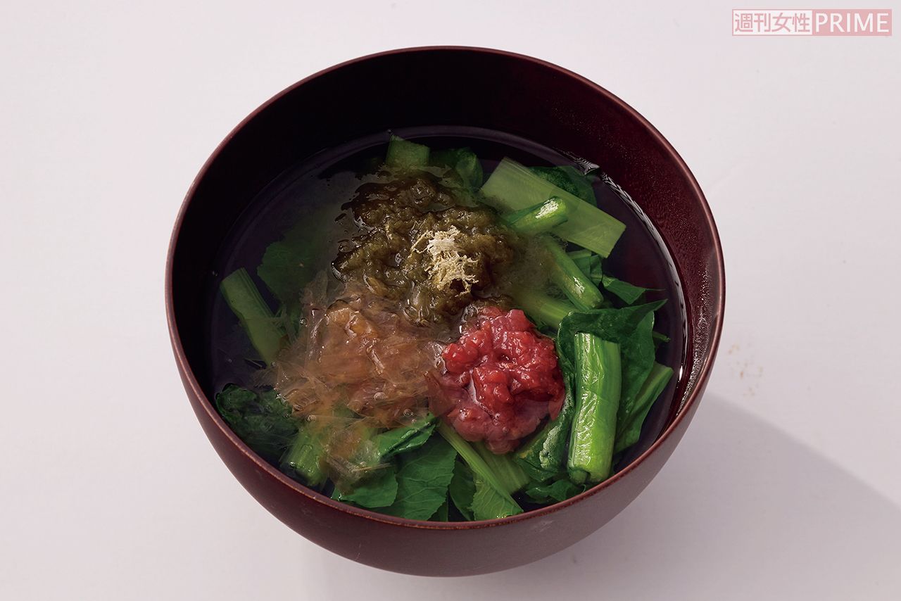 小松菜と梅昆布のすまし汁