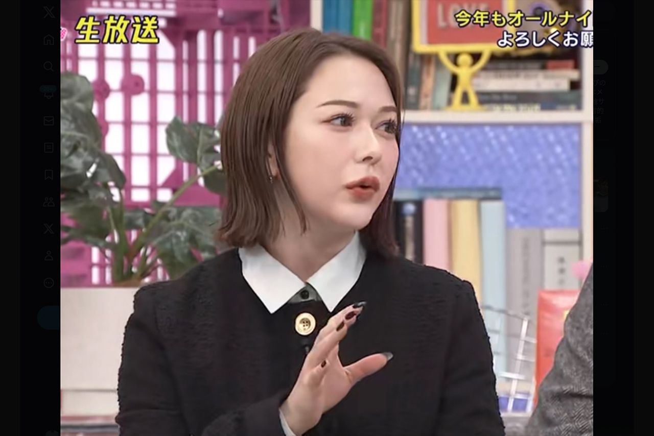 『オールナイトフジコ』に出演したときの村重杏奈（Xより引用）