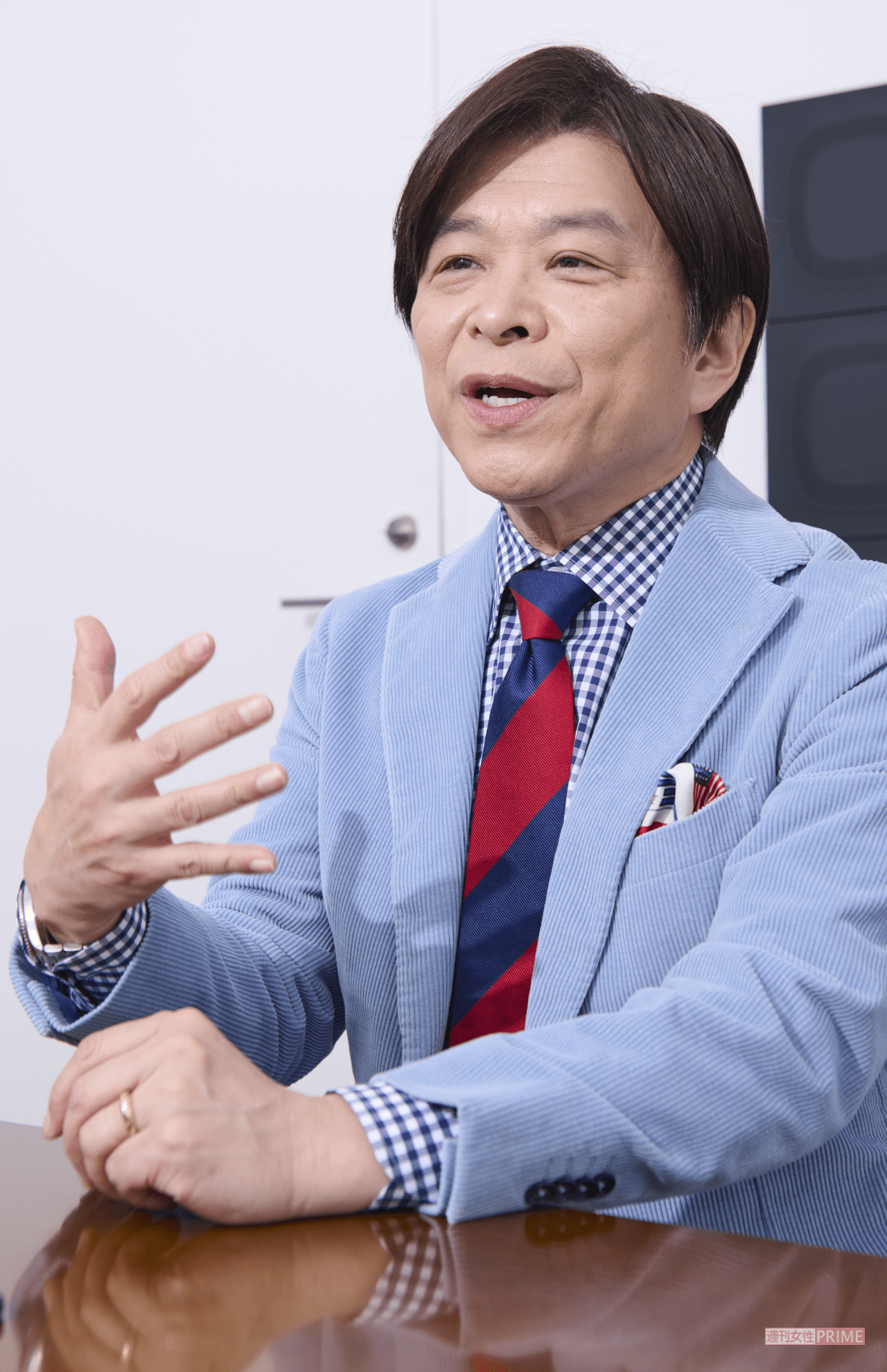 言語明瞭でわかりやすい話し方は、放送でニュースを読み上げている姿と同じ（撮影／山田智絵）