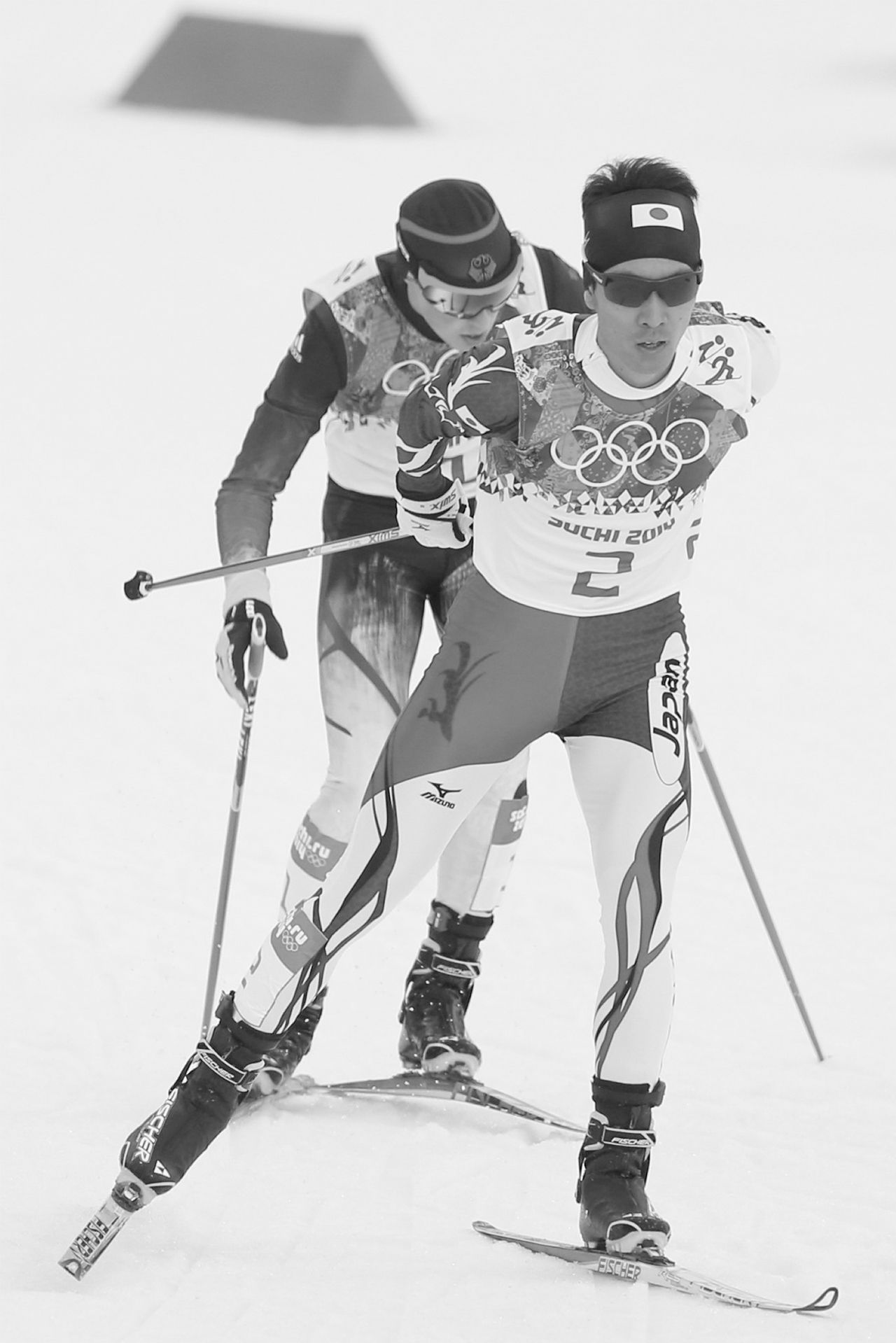 ソチ五輪、ノルディックスキー複合・個人ノーマルヒル（距離）一時トップに立つ渡部（写真提供：産経ビジュアル）