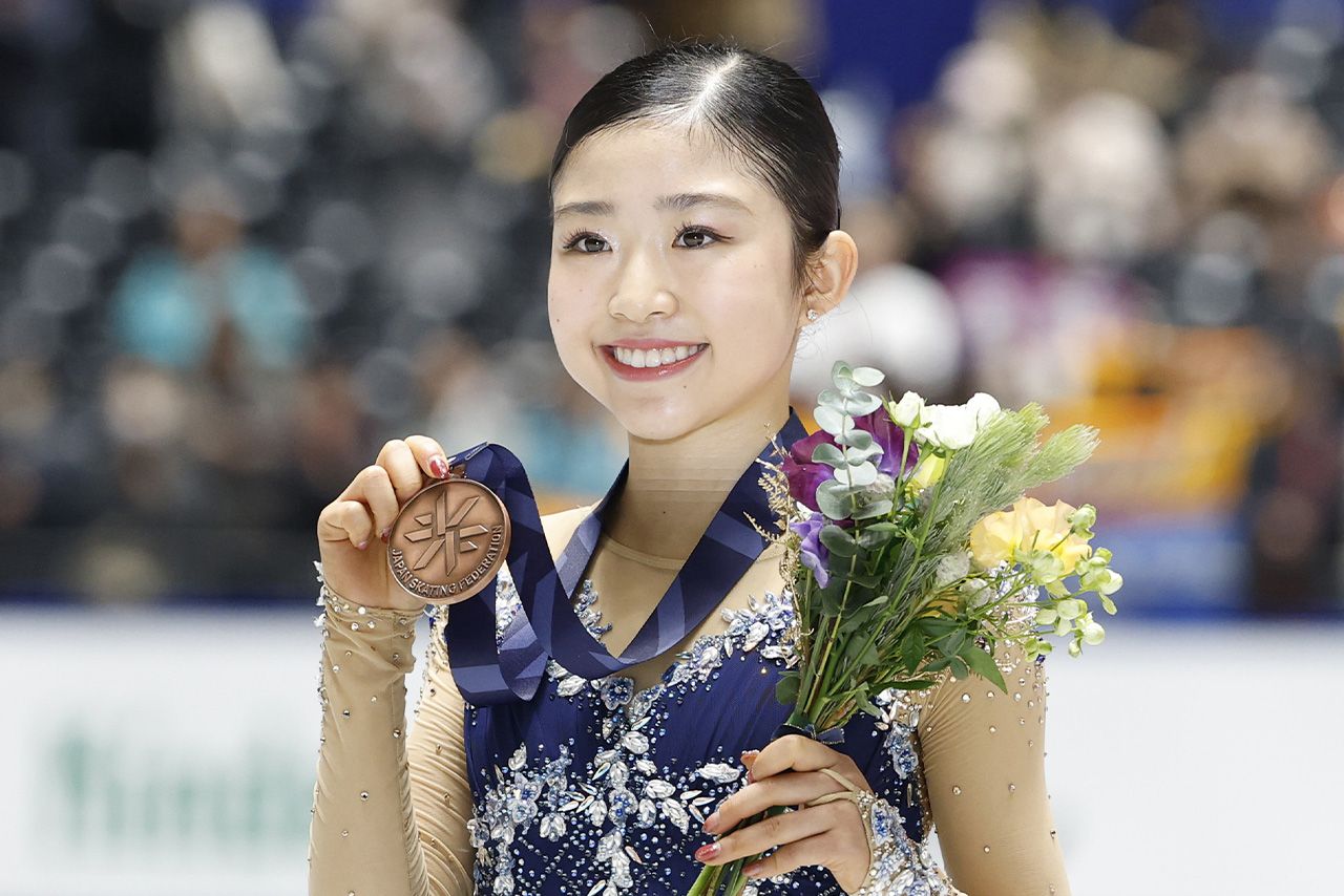 2025年全日本選手権の千葉百音。女子で3位に輝き、五輪への切符を手に（写真：共同通信社）