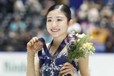 2025年全日本選手権の千葉百音。女子で3位に輝き、五輪への切符を手に（写真：共同通信社）