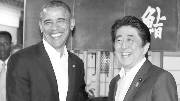 安倍首相はオバマ大統領に銀座『すきやばし次郎』で高級寿司を振る舞った＝'14年4月