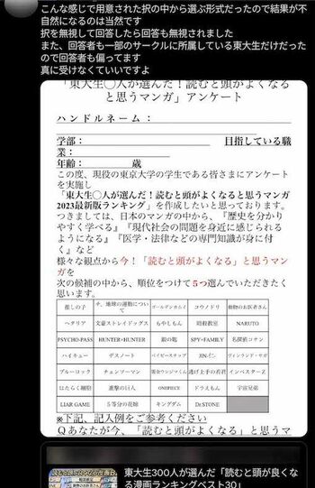 『林修の今知りたいでしょ！』のアンケートに参加したというネットユーザーの投稿（ツイッターより）