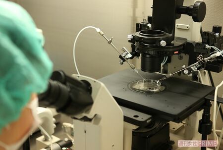 細いガラス管の先端に精子を入れ、顕微鏡で確認しながら卵子に直接注入し人工的に受精を行う顕微授精