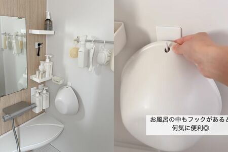 お風呂場が狭いので、白で統一させてスッキリと。