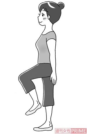 基本　立ったままで「足踏みコツコツ」　イラスト/赤松かおり