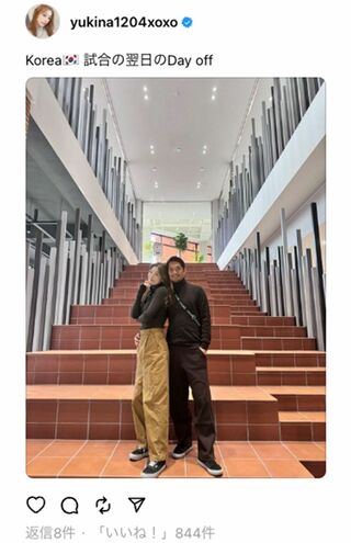 木下優樹菜と三幸秀稔のツーショット（木下のスレッズより）