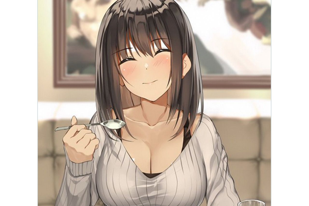 騒動の発端となった《サイゼで喜ぶ彼女》イラスト（ツイッターより）