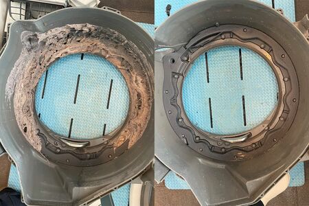 購入して2年のドラム式洗濯機。パッと見、手入れがされていてキレイだったが、奥にはかなりの埃が